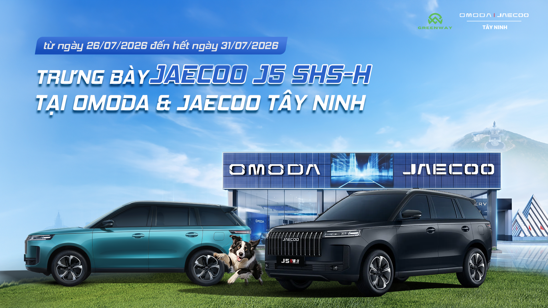 Jaecoo J5 SHS-H trưng bày tại Omoda & Jaecoo Tây Ninh từ ngày 26 đến 31/07/2026